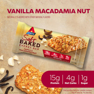 
                  
                    ATKINS Soft Baked Vanilla Macadamia Meal Bars - 5 Pack (50g per Bar)
                  
                